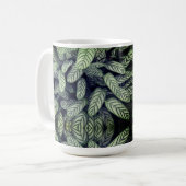Zwart-wit bladpatroon koffiemok (Voorkant links)
