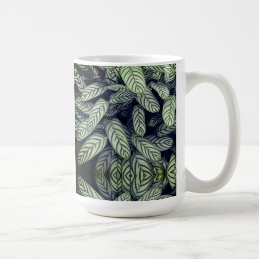Zwart-wit bladpatroon koffiemok (Rechts)