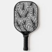 Zwart-wit Bladpatroon Modern Monogram Pickleball Paddle (Achterkant)
