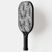 Zwart-wit Bladpatroon Modern Monogram Pickleball Paddle (Links)