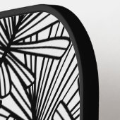 Zwart-wit Bladpatroon Modern Monogram Pickleball Paddle (Links Detail)