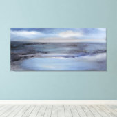 Zwart Wit Blauw Abstract Zeegezicht Canvas Afdruk (Insitu (Houten vloer))