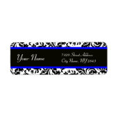 ZWART WIT BLAUW ART NOUVEAU DAMASK ETIKET (Voorkant)