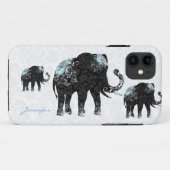 Zwart Wit & Blauw Bloemenolifanten & Damaskers Case-Mate iPhone Case (Achterkant (horizontaal))