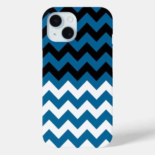 Zwart, wit & blauw Chevron patroon Case-Mate iPhone Case (Achterkant)