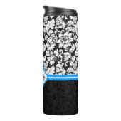 Zwart Wit & Blauw Damask Thermosbeker (Geroteerd rechts)