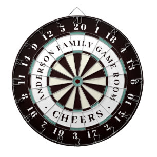 Zwart Wit & Blauw   Familie Speelkamer Monogram Dartbord