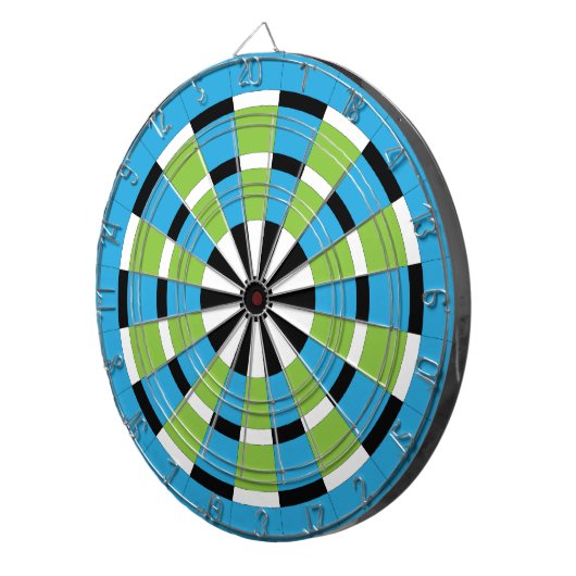 Zwart Wit Blauw & Limoen Dartboard Dartbord (Voorkant Rechts)