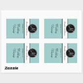 Zwart Wit Blauw Monogram Bruiloft Wijn Label (Vel)