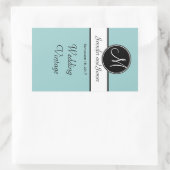 Zwart Wit Blauw Monogram Bruiloft Wijn Label (Tas)