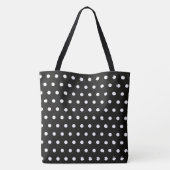 Zwart Wit Blauw Monogram Script Polka Dots Modern Tote Bag (Achterkant)