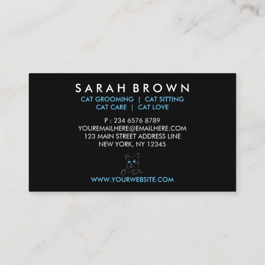 Zwart-wit blauw oog visitekaartje (Achterkant)