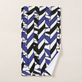 Zwart Wit Blauw Rope Stripes Bad Handdoek (Handdoek)