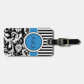Zwart, wit, blauw Striped Bagagelabel (Voorkant horizontaal)