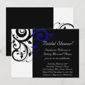 Zwart, Wit, Blauw Swirl Vrijgezellenfeest / Algeme Kaart (Voorkant / Achterkant)