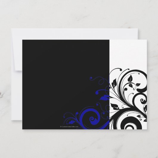 Zwart, Wit, Blauw Swirl Vrijgezellenfeest / Algeme Kaart (Achterkant)