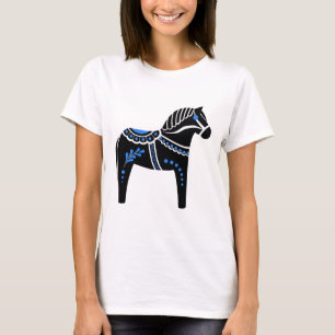 Zwart/wit/blauw Volkspaard Dala/VolksFriesian T-shirt