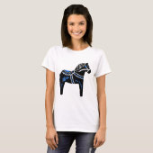 Zwart/wit/blauw Volkspaard Dala/VolksFriesian T-shirt (Voorkant volledig)