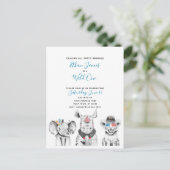 Zwart Wit Blauw Wild One Boy's Verjaardagsfeest Uitnodiging Briefkaart (Staand voorkant)