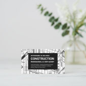 Zwart-wit blauwdruk constructie visitekaartje (Staand voorkant)