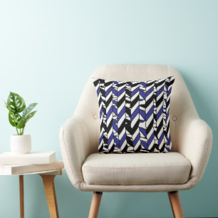 Zwart Wit Blauwe Nautilsche Strandhuis Preppy Kussen