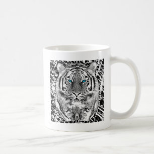 Zwart-wit Blauwe Ogen wilde Tijger gezicht Koffiemok