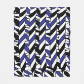 Zwart Wit Blauwe Touw Strepen Fleece Deken (Voorkant)