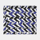 Zwart Wit Blauwe Touw Strepen Fleece Deken (Voorkant (Horizontaal))