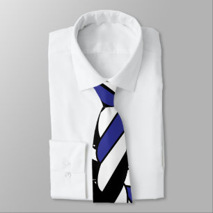 Zwart Wit Blauwe Touw Strepen Patroon Stropdas