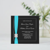Zwart Wit Blauwgroen Blauw Blauwgroen Boog Wedding Kaart (Staand voorkant)