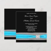 Zwart Wit Blauwgroen Blauw Blauwgroen Zwart Trouwe Kaart (Voorkant / Achterkant)