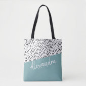 Zwart-wit Blauwgroen groen gepersonaliseerd Tote Bag (Voorkant)