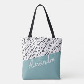 Zwart-wit Blauwgroen groen gepersonaliseerd Tote Bag (Achterkant)