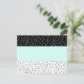 Zwart wit blauwgroen waterverf-puntpatroon briefkaart (Staand voorkant)