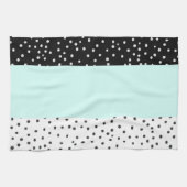 Zwart wit blauwgroen waterverf-puntpatroon theedoek (Horizontaal)