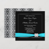 Zwart Wit Blauwgroen Zilveren bruiloft Kaart (Voorkant / Achterkant)