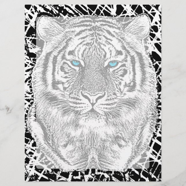 Zwart-wit Blauwogig Tijgerontwerp (Voorkant)