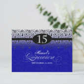 Zwart wit, blik zilver, 15e Quinceanera Kaart (Staand voorkant)