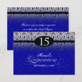 Zwart wit, blik zilver, 15e Quinceanera Kaart (Voorkant / Achterkant)