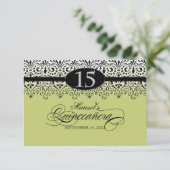 Zwart wit, blik zilver, 15e Quinceanera Kaart (Staand voorkant)