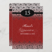 Zwart wit, blik zilver, 15e Quinceanera Kaart (Voorkant / Achterkant)