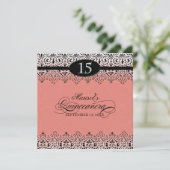 Zwart wit, blik zilver, 15e Quinceanera Kaart (Staand voorkant)