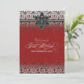 Zwart-wit, blik zilver, vet Mitzvah Invite Kaart (Staand voorkant)