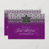 Zwart-wit, blik zilver, vet Mitzvah Invite RSVP Kaartje (Voorkant / Achterkant)