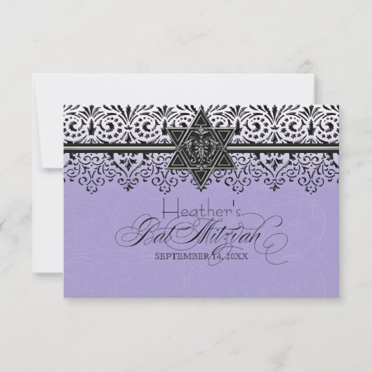 Zwart wit, blik zilver, vet Mitzvah RSVP (Voorkant)