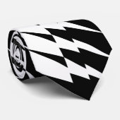 Zwart-wit bliksem Zig Zag Pattern Stropdas (Opgerold)