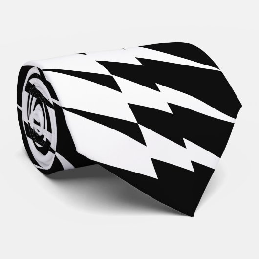 Zwart-wit bliksem Zig Zag Pattern Stropdas (Opgerold)