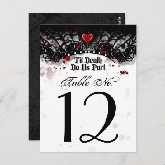 Zwart Wit Bloed Splatter Til Death Tafel Nummer Briefkaart (Voorkant / Achterkant)