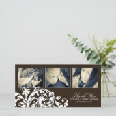 ZWART-WIT BLOEIEN | BRUILOFT BEDANKT KAART (Staand voorkant)