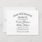 zwart-wit bloeiende bruiloft save the date (Achterkant)